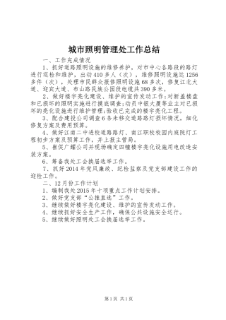 城市照明管理处工作总结