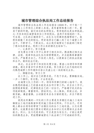 城市管理综合执法局工作总结报告