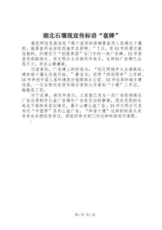 湖北石堰现标语集锦“套牌”