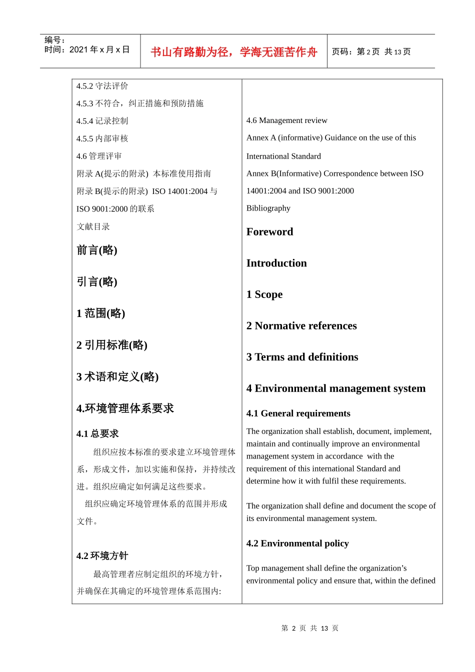 环境管理体系—要求及使用指南 中英文对照_第2页