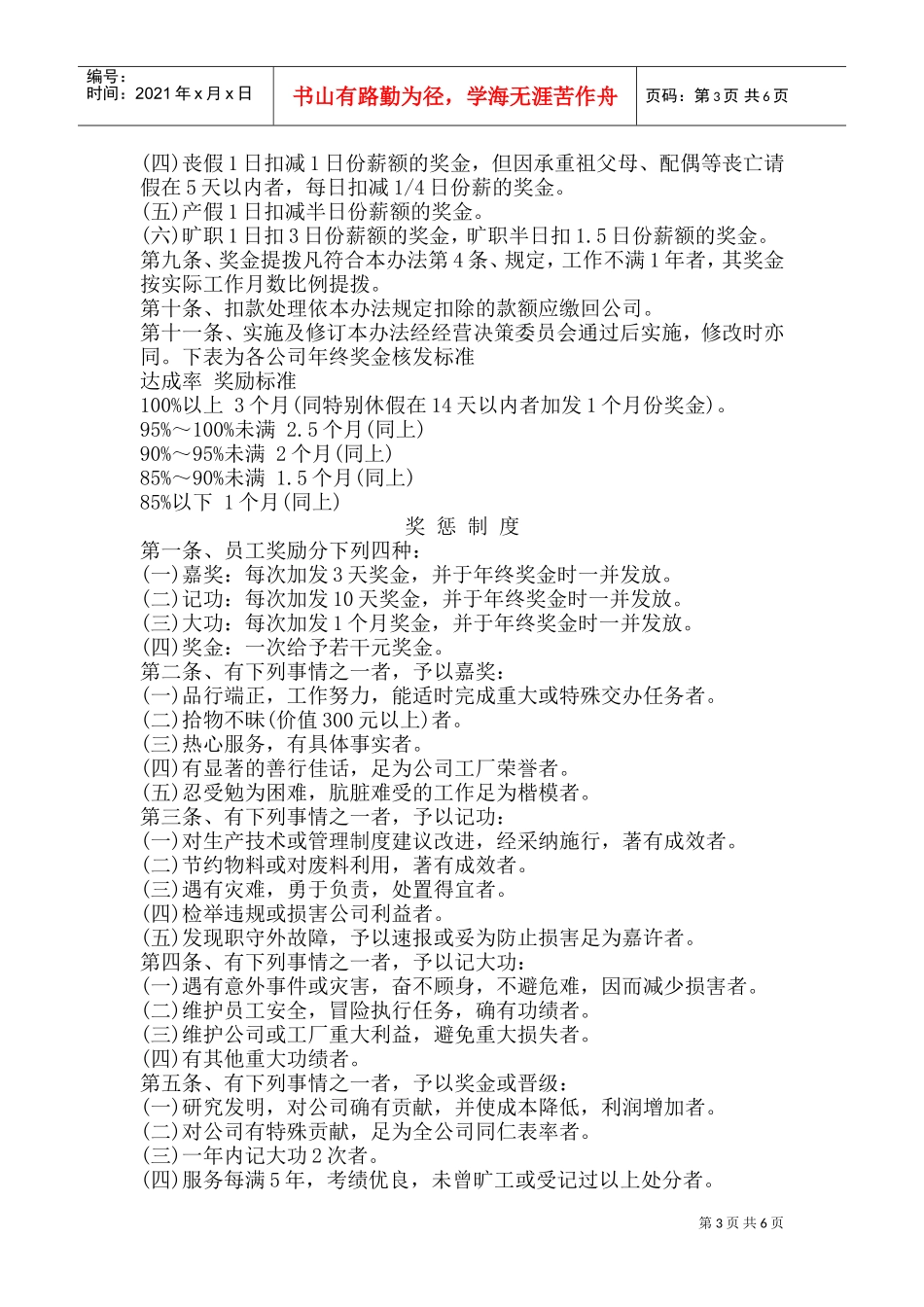薪资、奖金及奖惩制度汇编_第3页