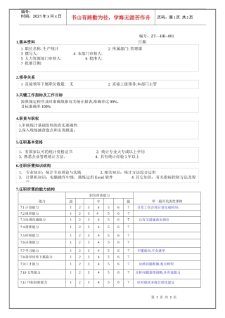 生产统计职位说明书