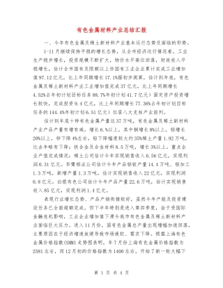 有色金属材料产业总结汇报