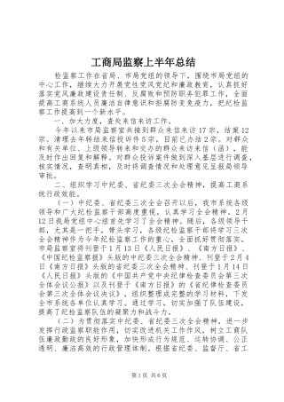 工商局监察上半年总结
