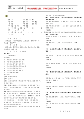 档案学研究生考试相关资料