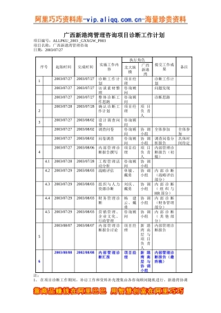 广西新港湾管理咨询项目诊断工作计划(一)