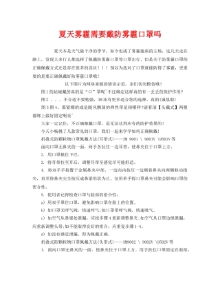 《安全管理职业卫生》之夏天雾霾需要戴防雾霾口罩吗 