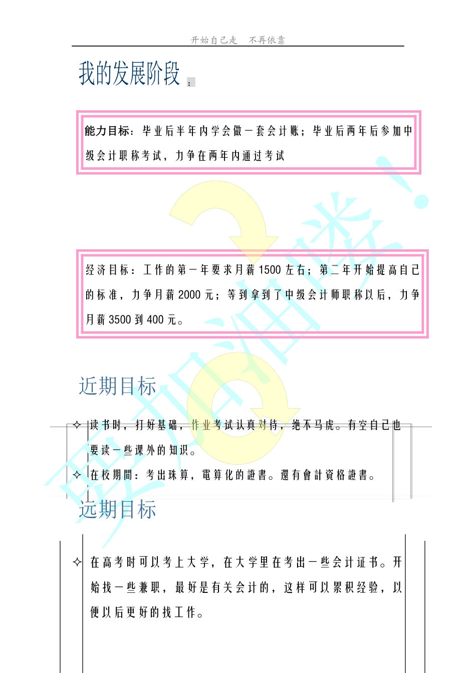 职高生职业规划【会计专业】_第3页