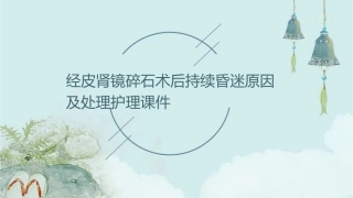 经皮肾镜碎石术后持续昏迷原因及处理护理课件