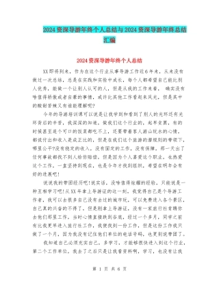 2024资深导游年终个人总结与2024资深导游年终总结汇编