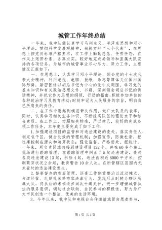 城管工作年终总结