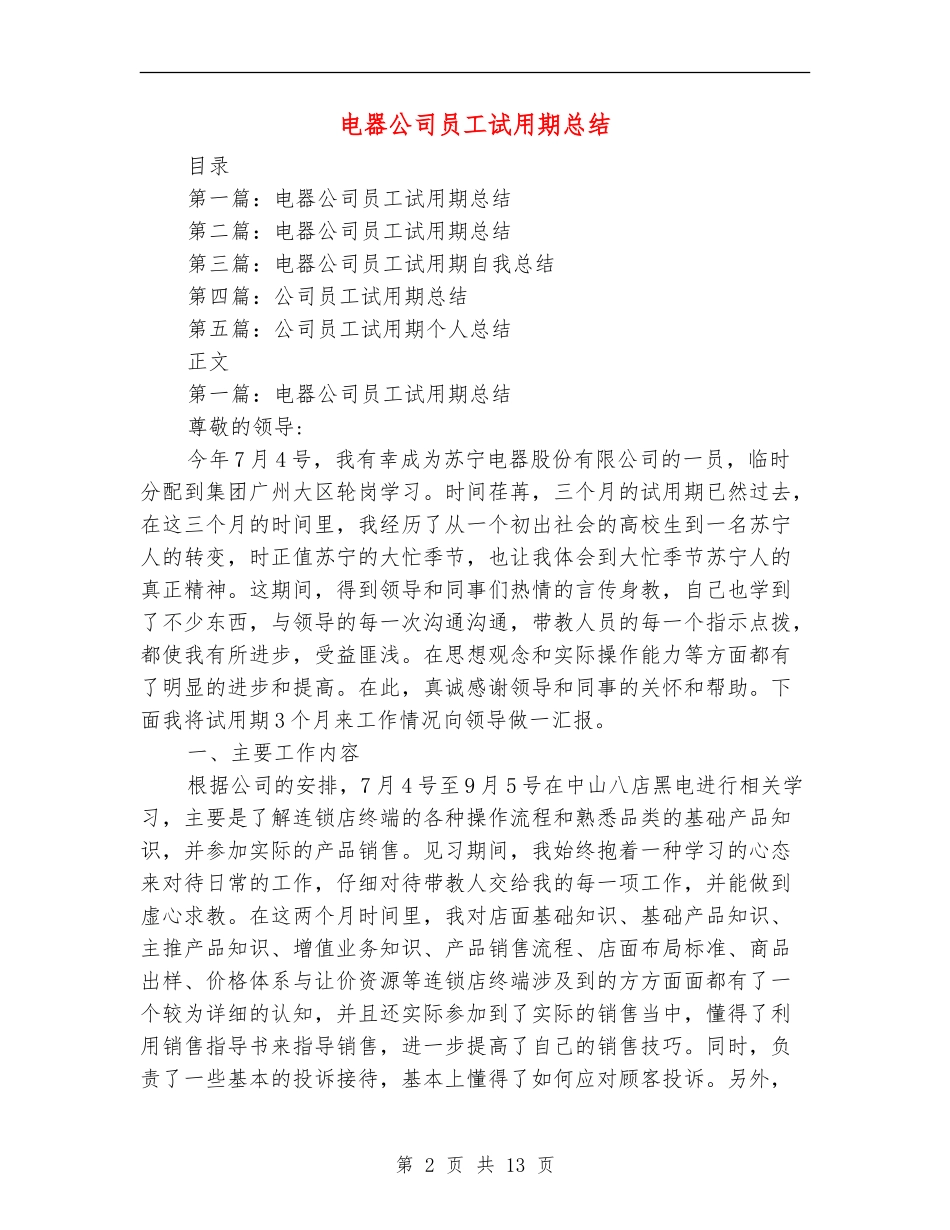 电器公司员工试用期总结_第2页