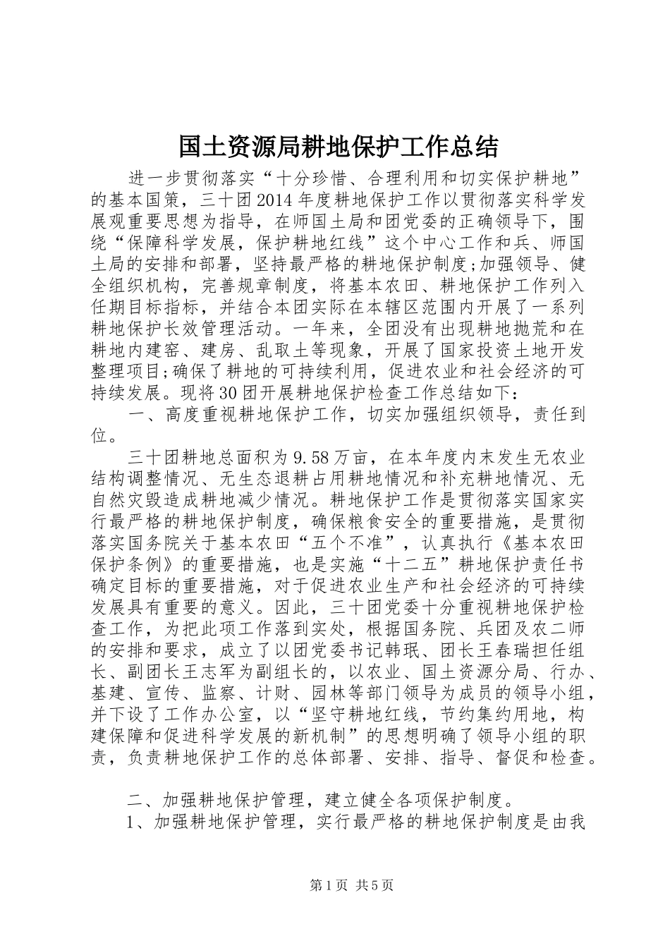 国土资源局耕地保护工作总结_第1页