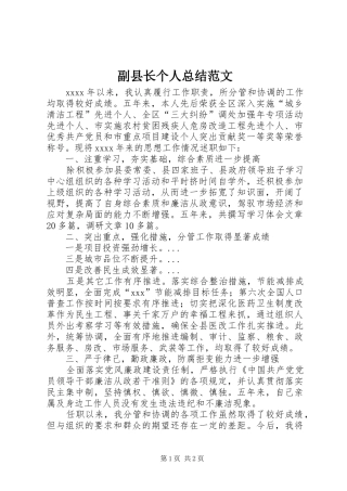 副县长个人总结范文