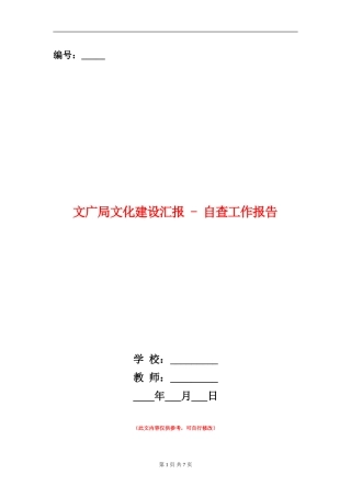 文广局文化建设汇报---自查工作报告