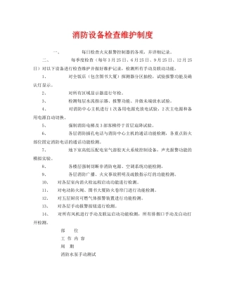 《安全管理制度》之消防设备检查维护制度 