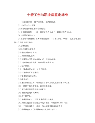 《工伤保险》之十级工伤与职业病鉴定标准 