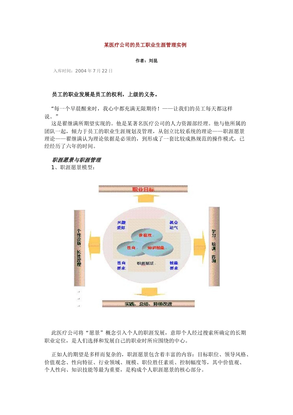 某医疗公司的员工职业生涯管理实例_第1页