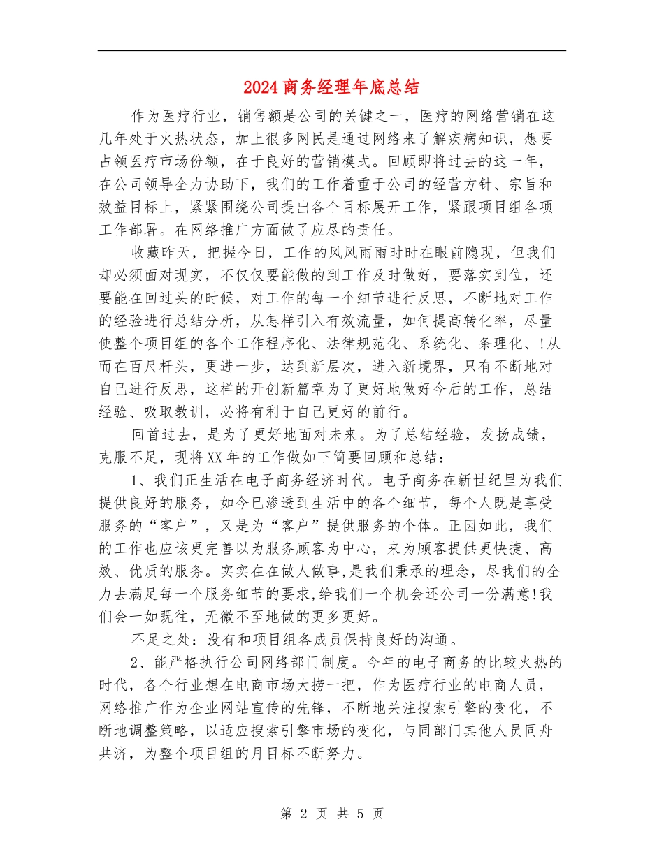 2024商务经理年底总结_第2页