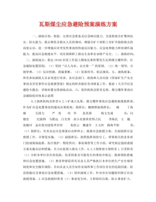 《安全管理应急预案》之瓦斯煤尘应急避险预案演练方案 