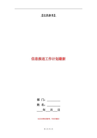 信息报送工作计划最新