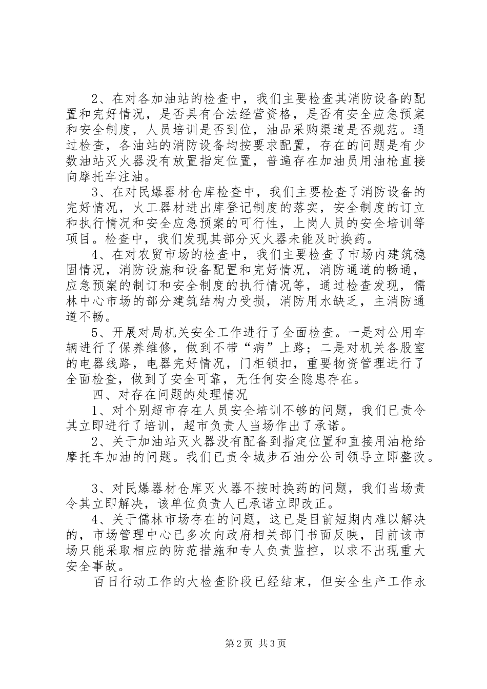 关于商务局安全生产大检查百日行动的工作总结_第2页