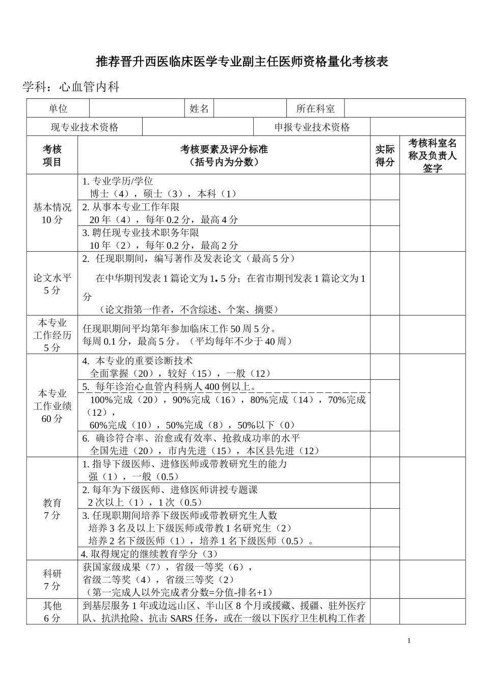 晋升临床医学专业高级技术资格量化考核表(副高各科)_第3页