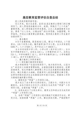 基层教育监管评估自查总结