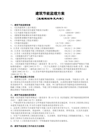 建筑节能监理方案(监理规划补充内容)