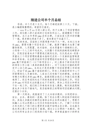 刚进公司半个月总结