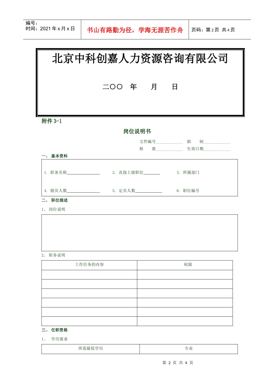 职务说明书(范例)_第2页