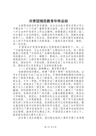 共青团规范教育年终总结