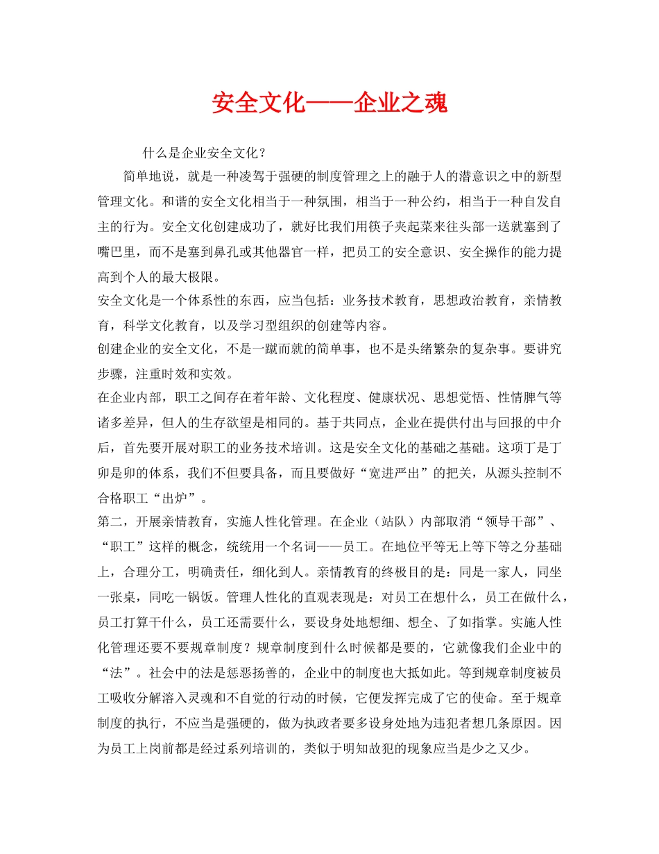 《安全文化》之安全文化——企业之魂 _第1页