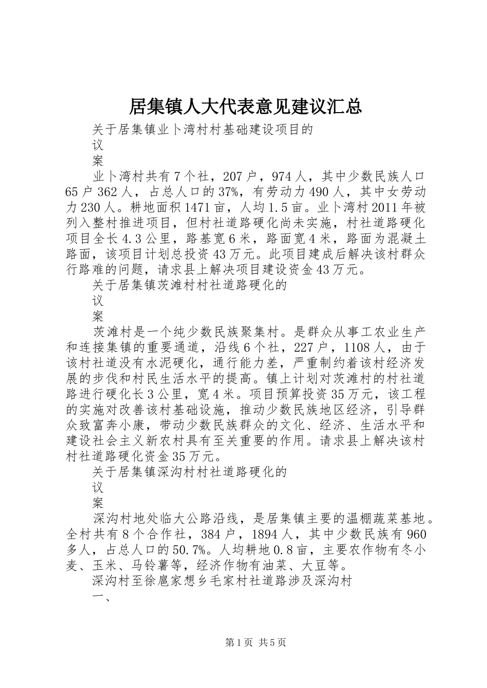 居集镇人大代表意见建议汇总_第1页