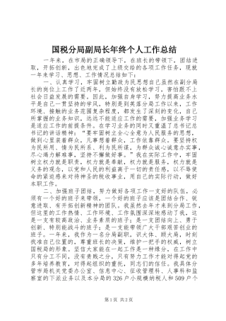 国税分局副局长年终个人工作总结