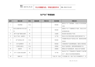 钢铁行业生产部考核指标