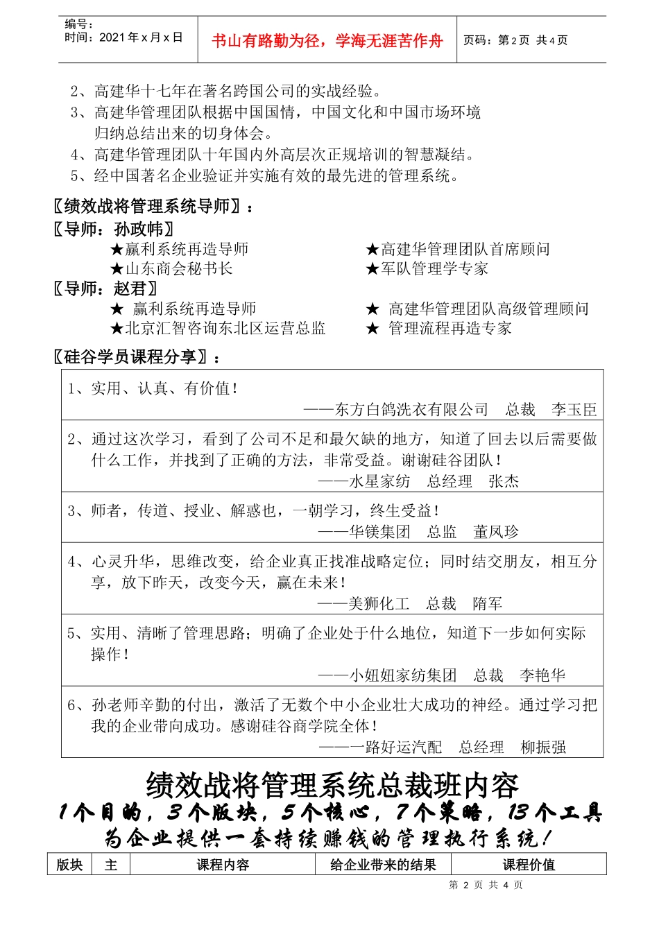 绩效战将管理系统总裁班_第2页
