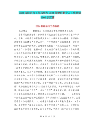 2024依法治市工作总结与2024保健后勤个人工作总结1100字汇编