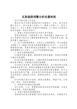 瓦斯超限预警分析处置管理规章制度