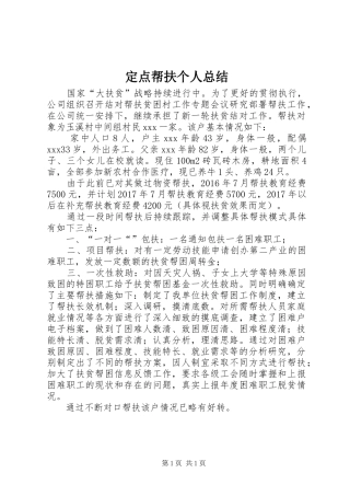定点帮扶个人总结