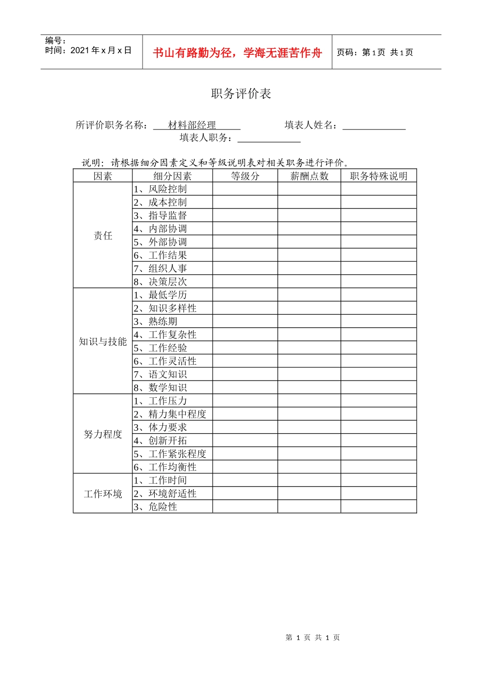 职务评价表9_第1页