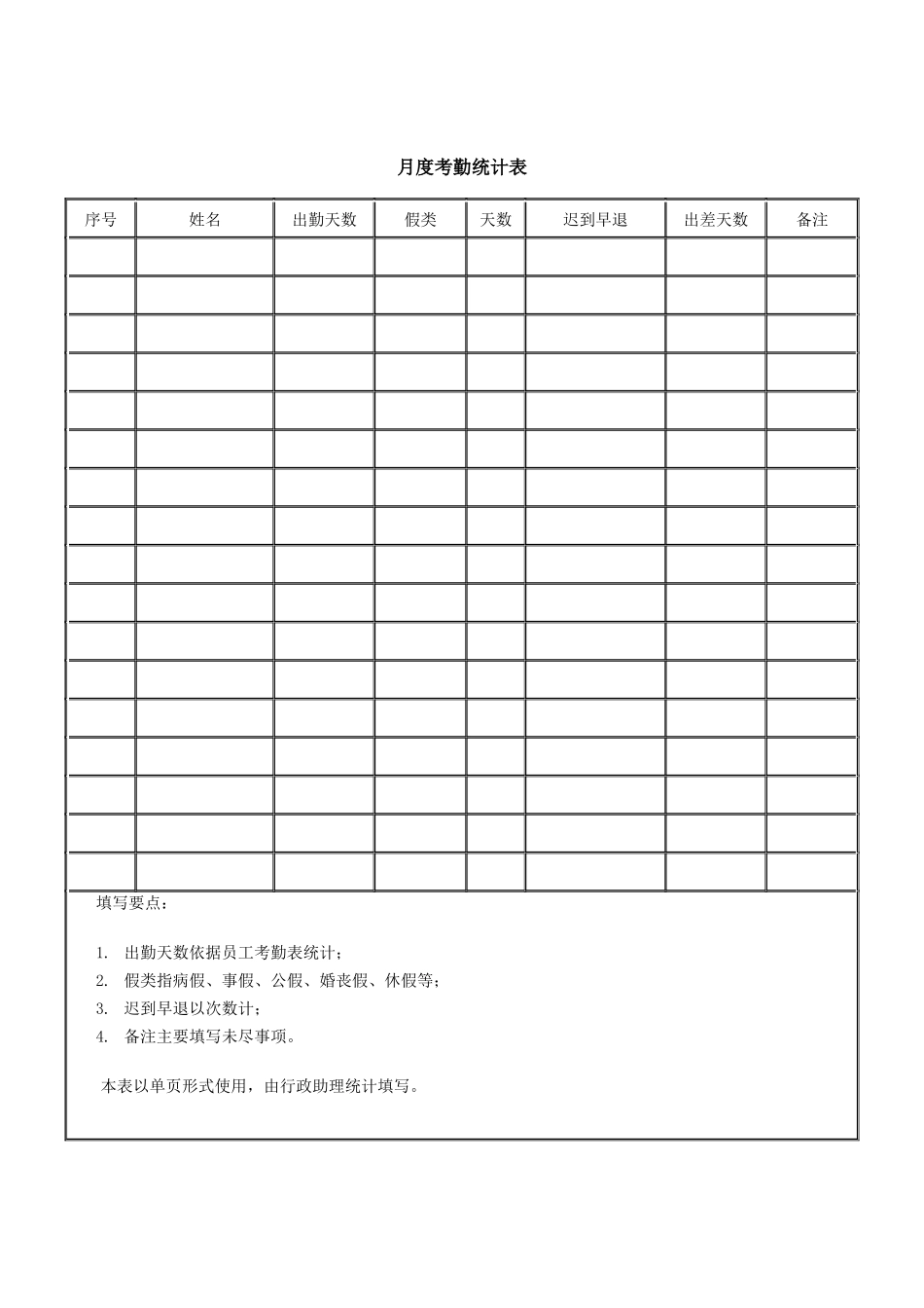月-度考勤统计表(_第1页