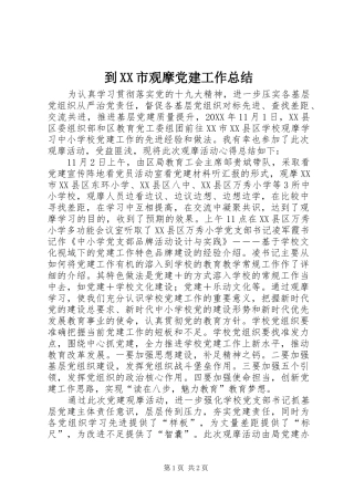 到XX市观摩党建工作总结