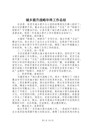 城乡提升战略年终工作总结