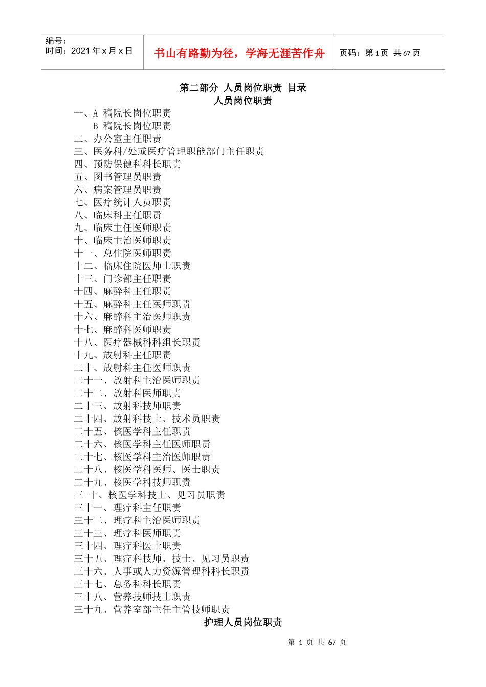 第二部分人员岗位职责目录_第1页