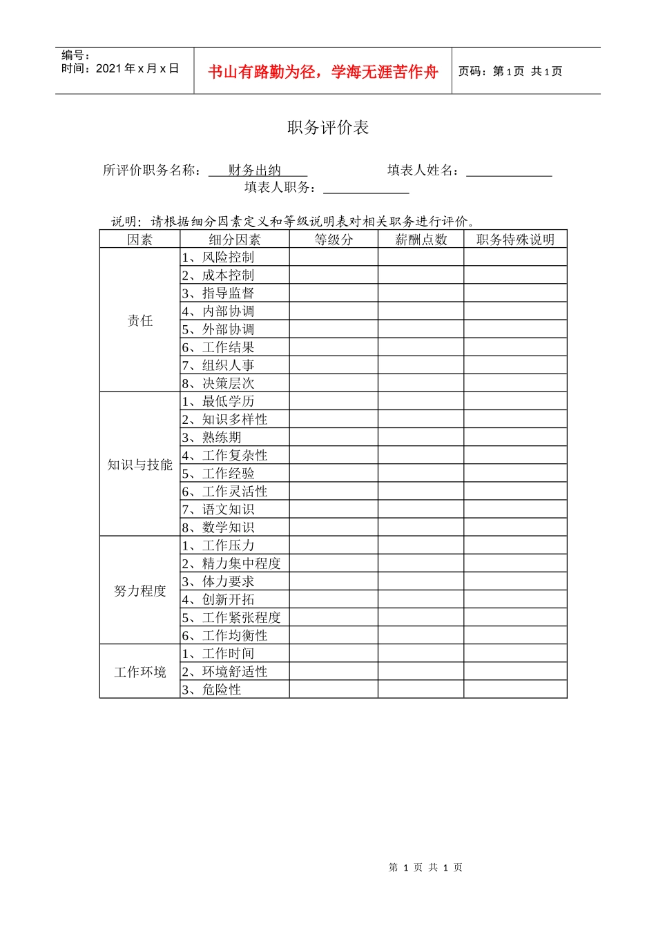 职务评价表14_第1页