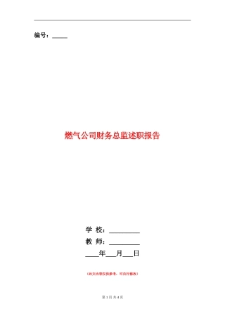 燃气公司财务总监述职报告