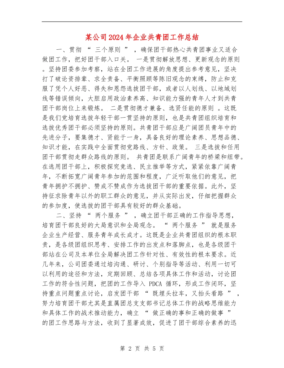 某公司2024年企业共青团工作总结_第2页