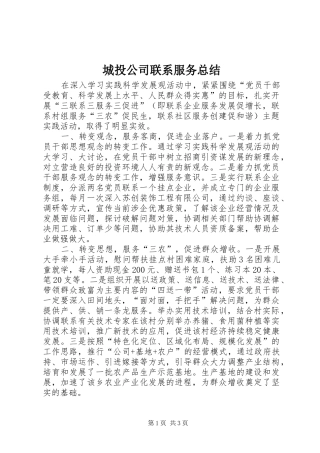 城投公司联系服务总结