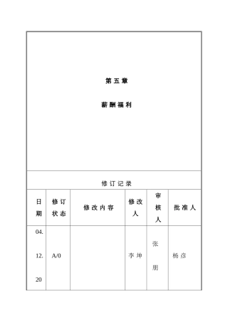 某某公司员工薪酬福利管理